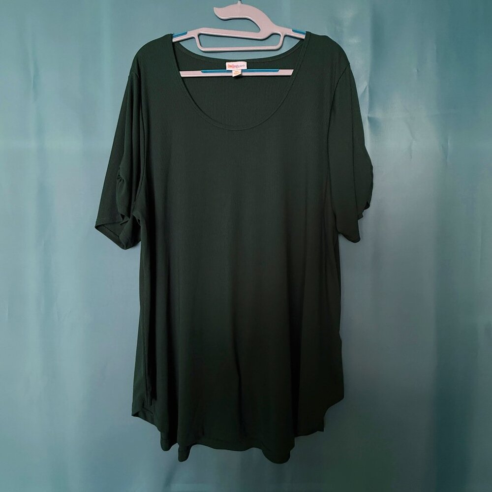 LulaRoe Morgan Solid Dark Green Ribbed Top 3X